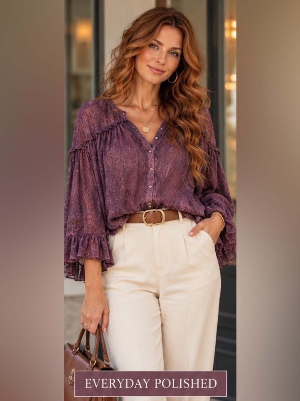 Young Threads Mulberry Boho Ruffle Blouse | Size Small | NWT